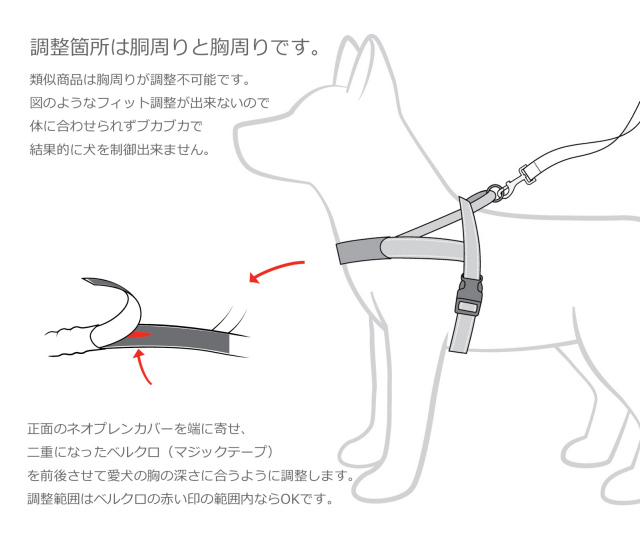 EZYDOG胸当ての調整方法